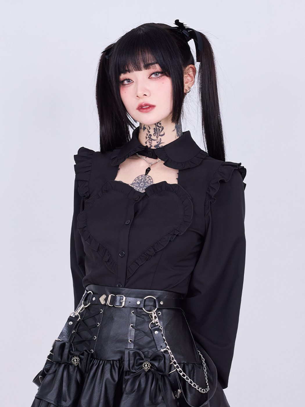 QOOZA IMVAL / Heart Shirt ［BLK］ IMVAL / Heart Short Sleeve Shirt［BLK］ - QOOZA
