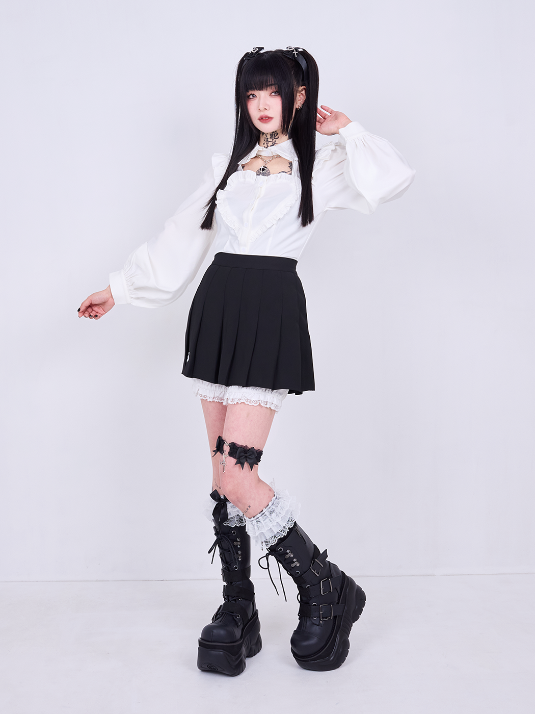 QOOZA IMVAL / Heart Shirt ［BLK］ IMVAL / Heart Short Sleeve Shirt［BLK］ - QOOZA
