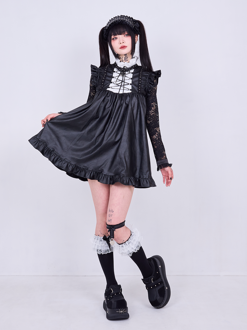 IMVAL / Leather Doll Dress [BLK] - QOOZA