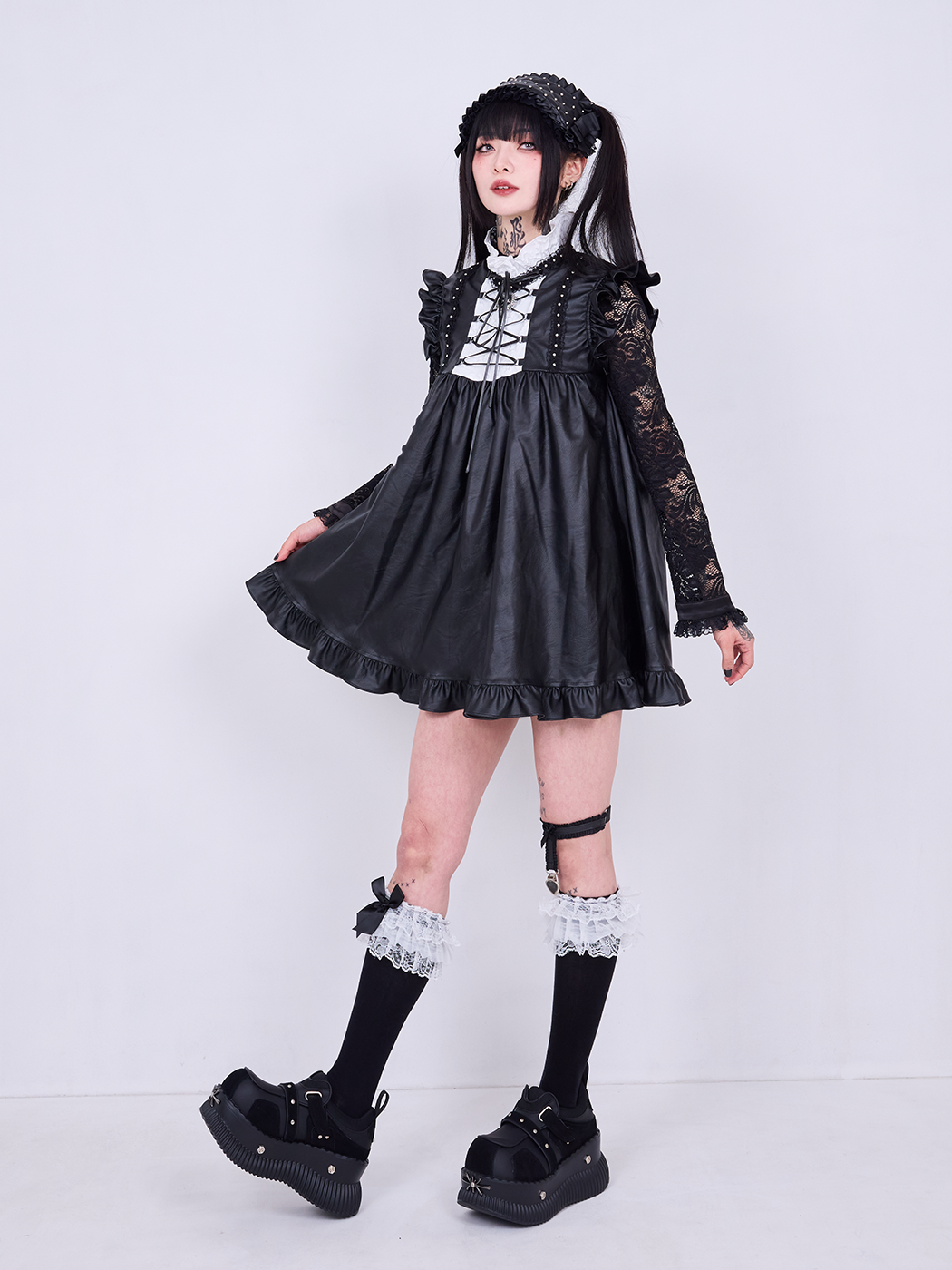 ワンピース IMVAL / Leather Set Up [BLK] qooza IMVAL / Leather Dress [BLK]（IMV002） - QOOZA