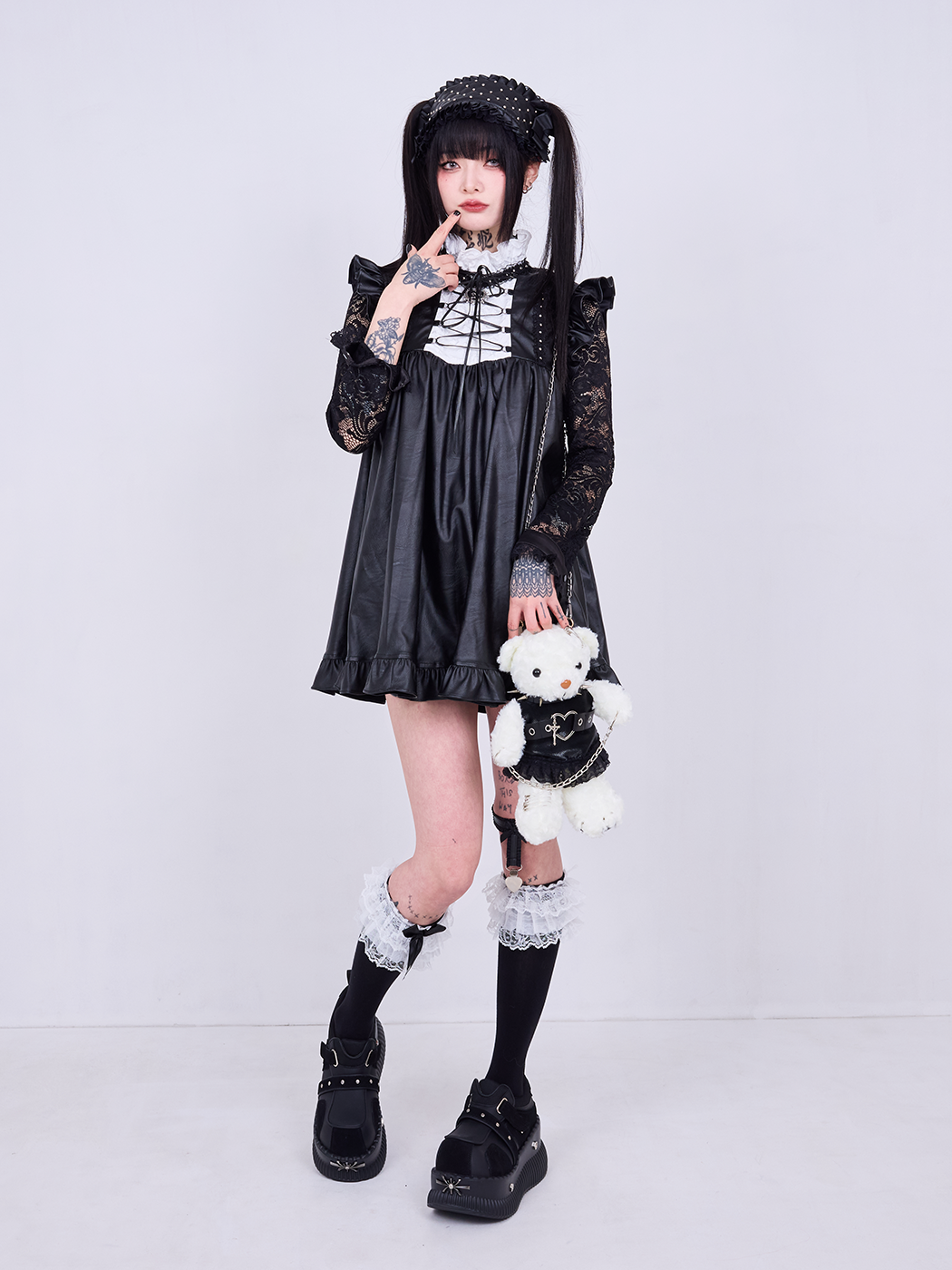 IMVAL / Leather Doll Dress [BLK] - QOOZA