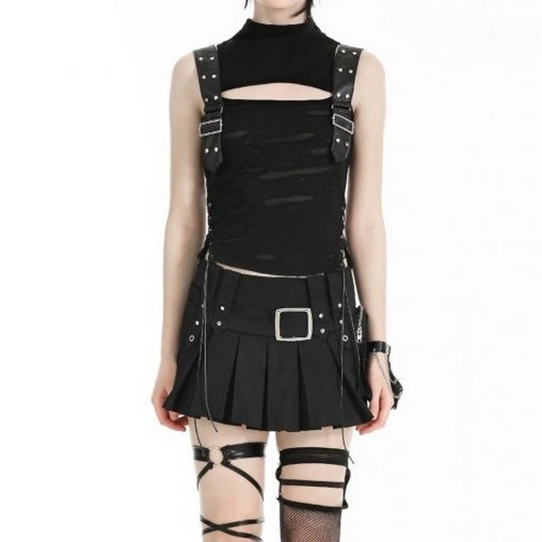 Dark in Love / Black spicy girl low-waist ultra-short skirt