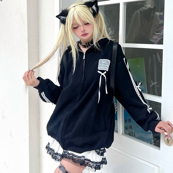 トレフル　リボンパーカー　ブラック トレフル リボンパーカー ブラック