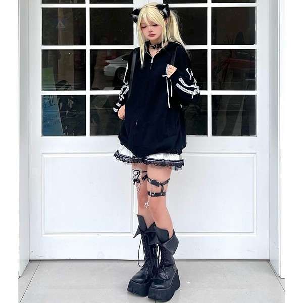 PUTUMAYO 楽団アリスリボンパーカー repipi armario パーカー ストレッチナイロンショートパーカー