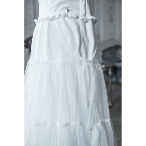 スカート dependoll SIDE RIBBON TULLE SKIRT WHITE DEPEN DOLL / side ribbon tulle skirt white - QOOZA