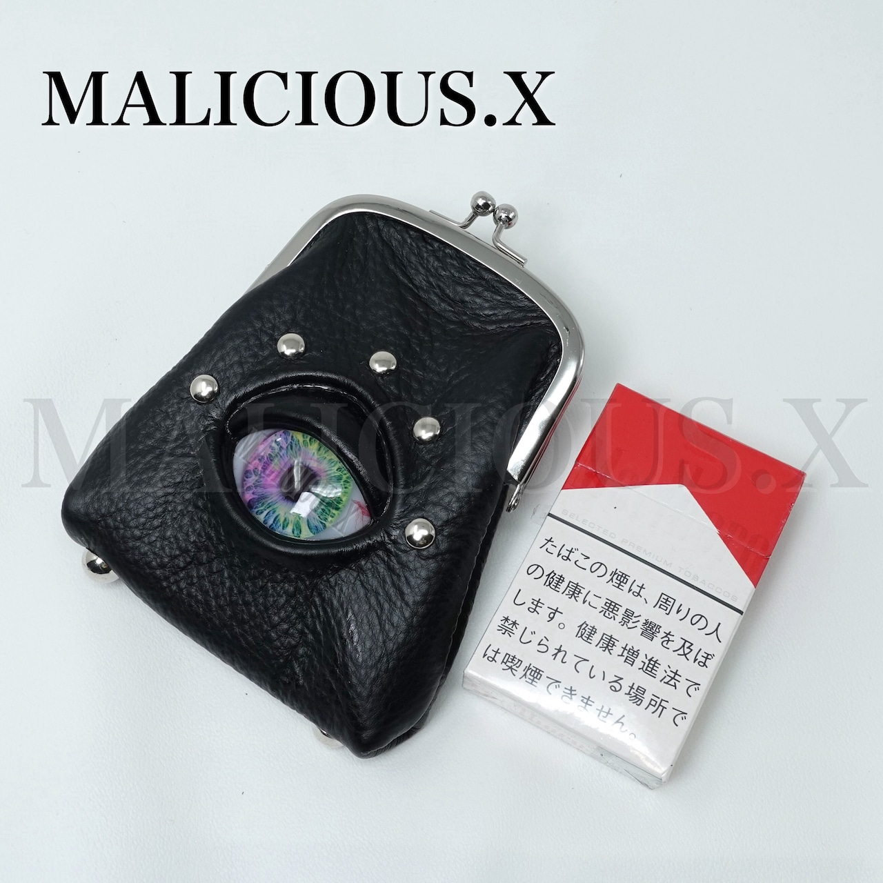 MALICIOUS.X / Eye O-ring metalclasp pouch［BLK/Green×pink］ - QOOZA