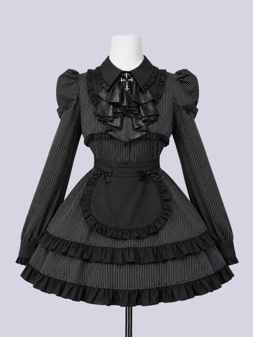 IMVAL / Frill Maid Dress - STRIPE - QOOZA