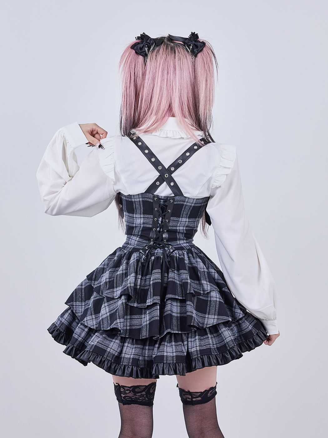 スカート QOOZA IMVAL Frill Leather Dress IMVAL / Leather Dress [BLK]（IMV002） - QOOZA