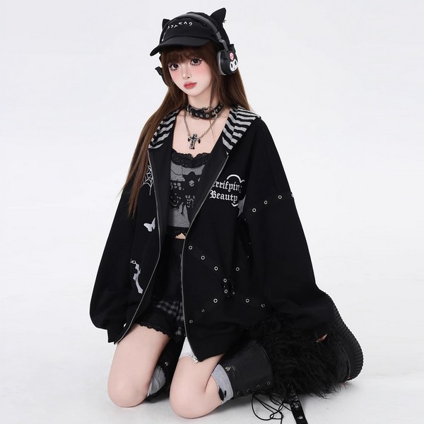 PGG フード付きジャケット レディース SELECT / ［CRAZYGIRL］刺繍フードジャケット - QOOZA