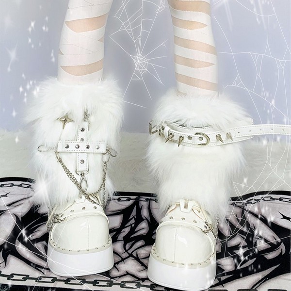 SELECT / ［Issue Girl］ファーハーネスレッグウォーマー［WHT］ - QOOZA