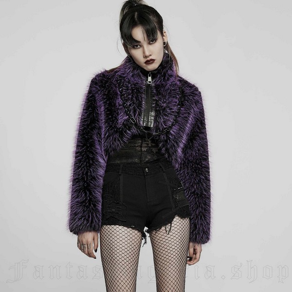 Women's Gothic Punk Flare Sleeved Knitted Short Jacket With Hood