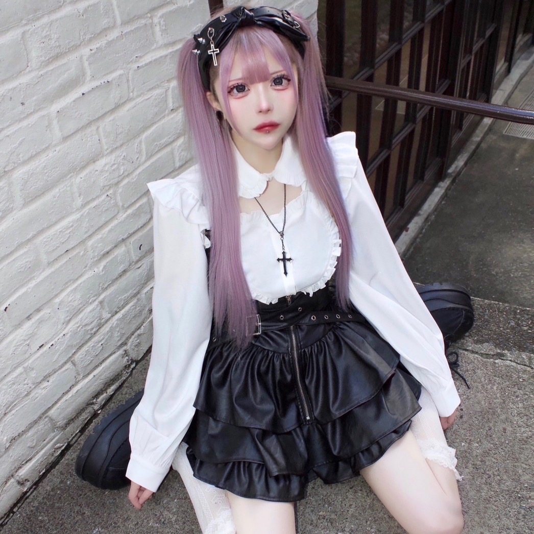 Qooza IMVAL / Frill Leather Dress [BLK]