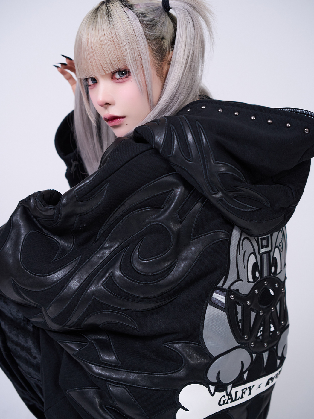 IMVAL×GALFY / Bondage Dog Hoodie［BLK］ - QOOZA