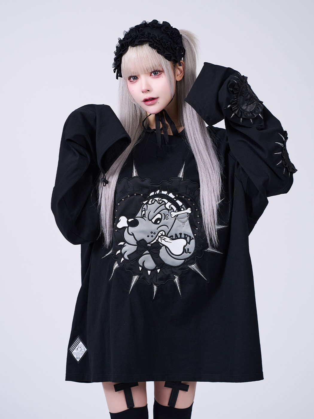 IMVAL×GALFY Doll Dog 大萌袖 L/S TEE［BLK］コラボ IMVAL×GALFY / Doll Dog 大萌袖 L/S TEE［BLK］ - QOOZA