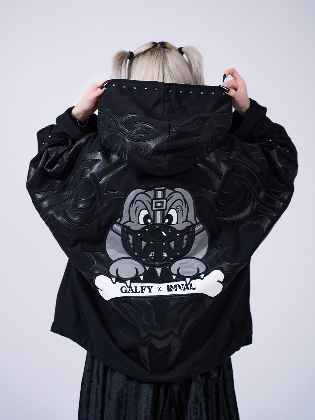 IMVAL×GALFY / Bondage Dog Hoodie［BLK］ - QOOZA