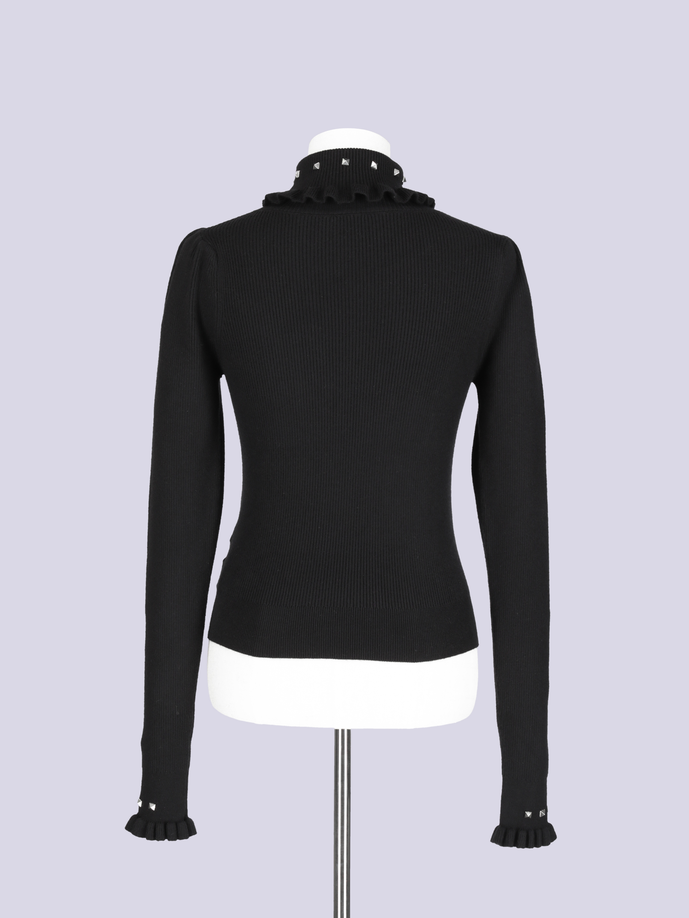 IMVAL / Ruffled High Neck Top［BLK］ - QOOZA