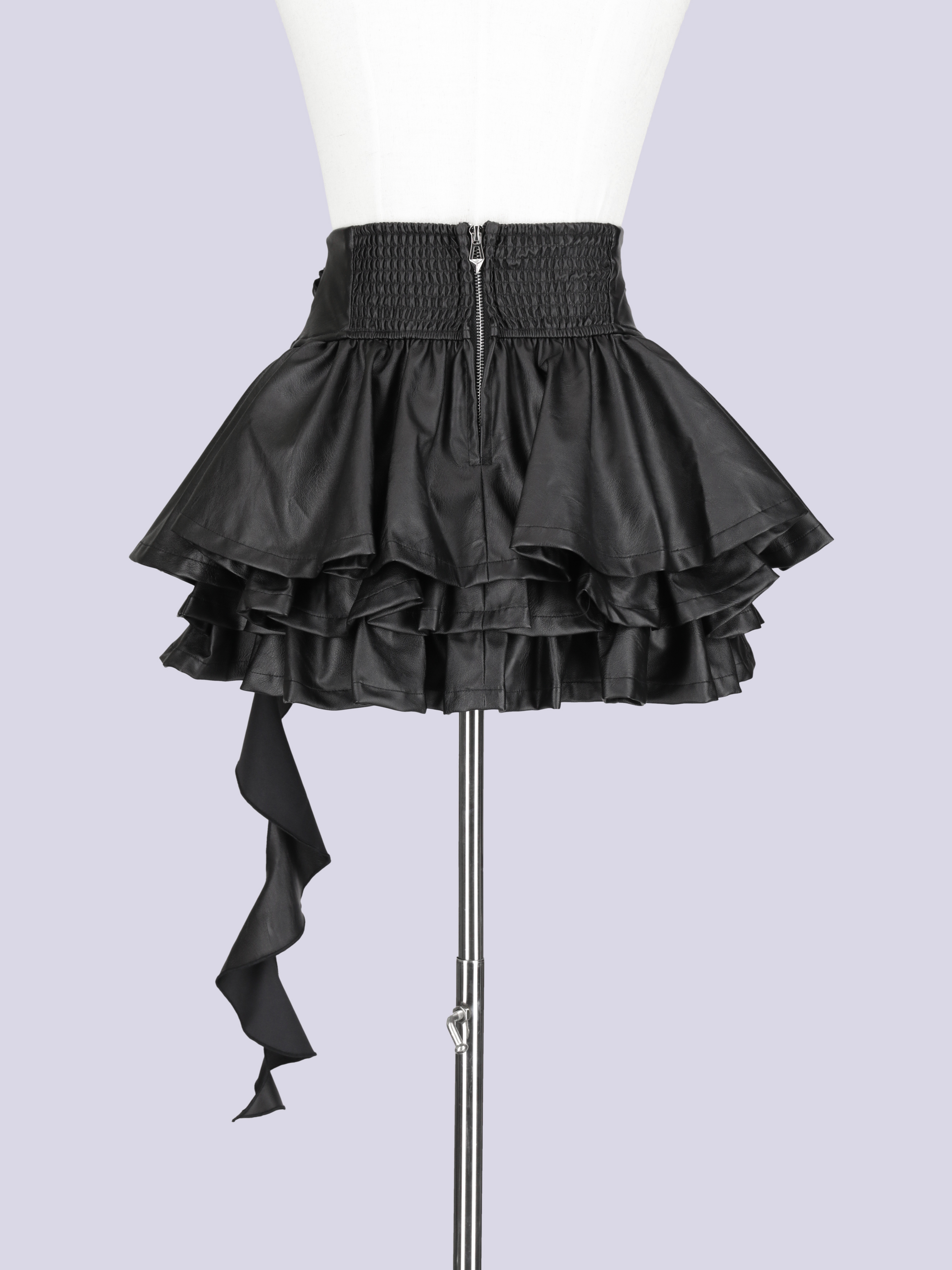 IMVAL スカート IMVAL / Layered Ruffle Belted Skirt［PU］ - QOOZA
