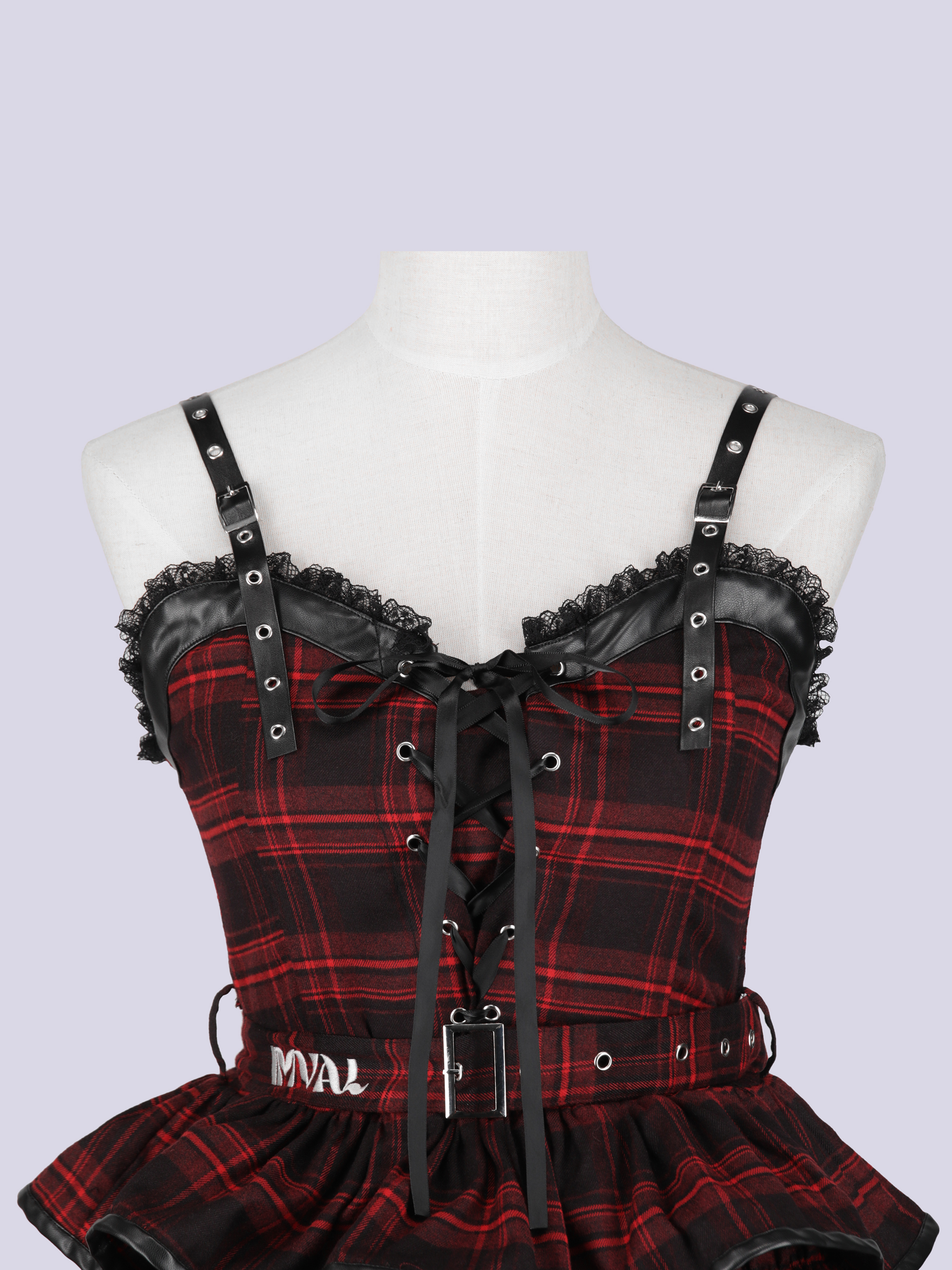 IMVAL / Check Layered Dress［RED］ - QOOZA
