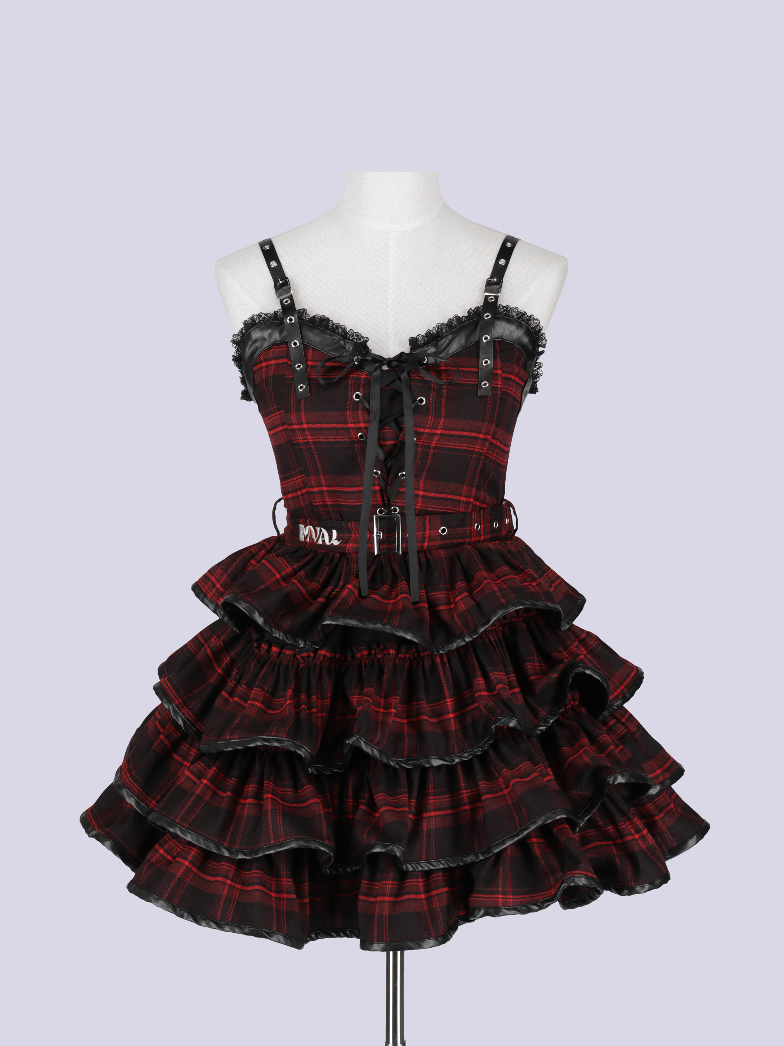IMVAL / Check Layered Dress［RED］ - QOOZA