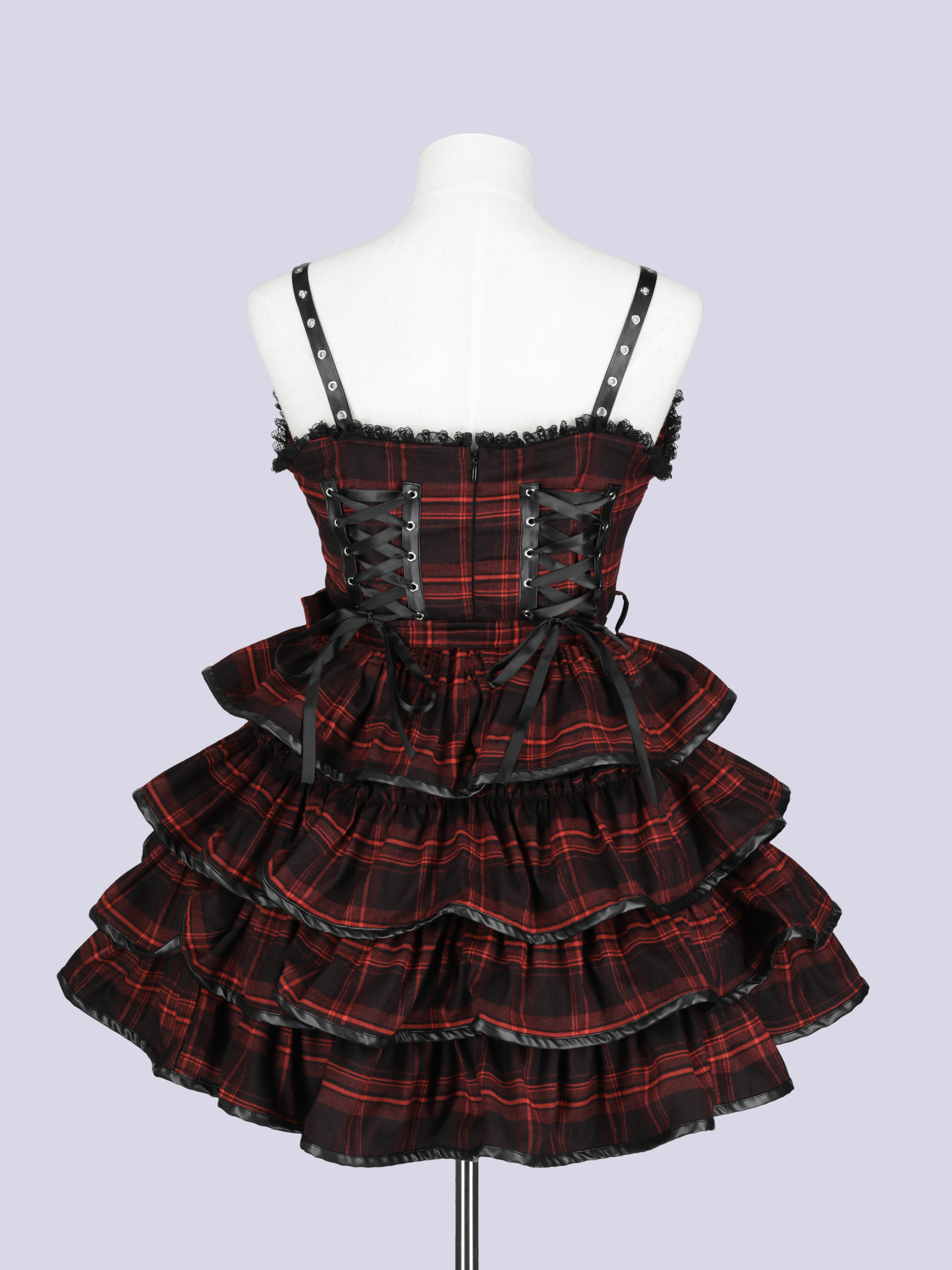IMVAL / Check Layered Dress［RED］ - QOOZA