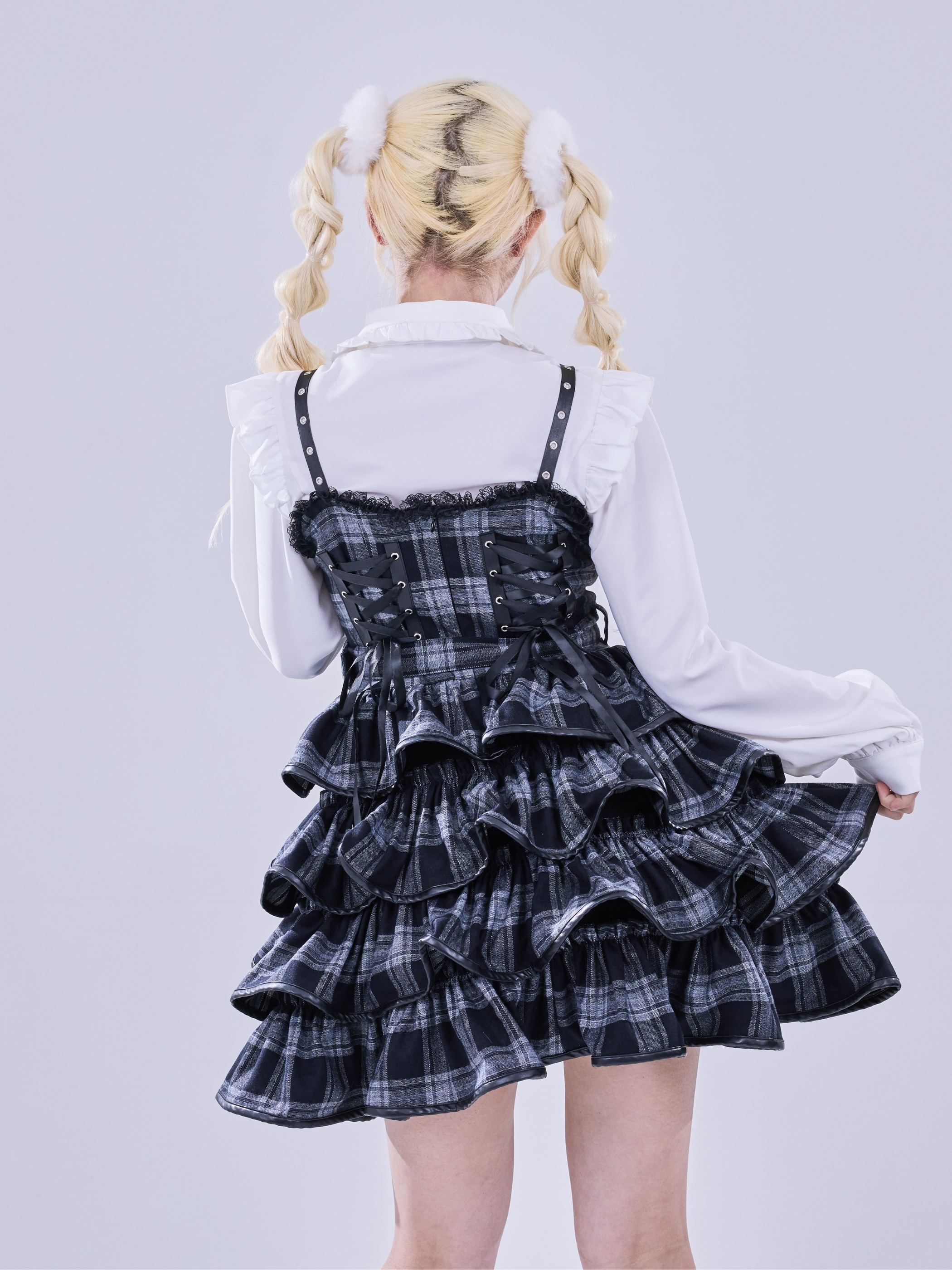 IMVAL / Check Layered Dress［GRY］ - QOOZA