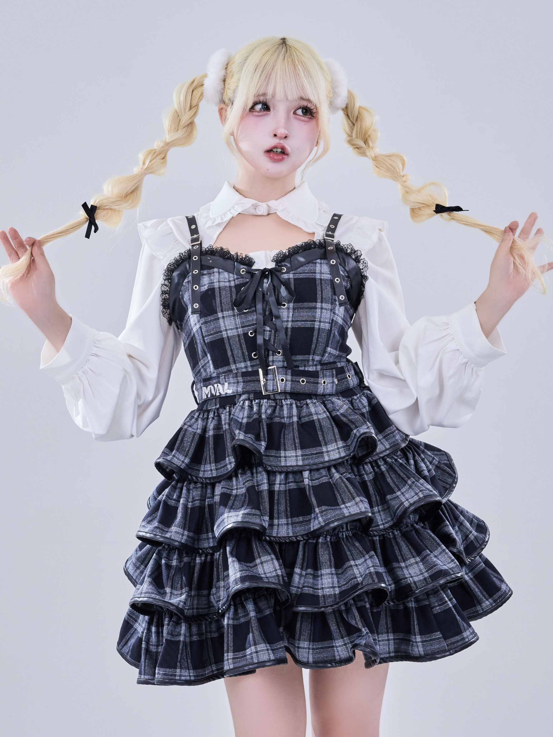 ワンピース IMVAL / Check Layered Dress IMVAL / Check Layered Dress［GRY］ - QOOZA