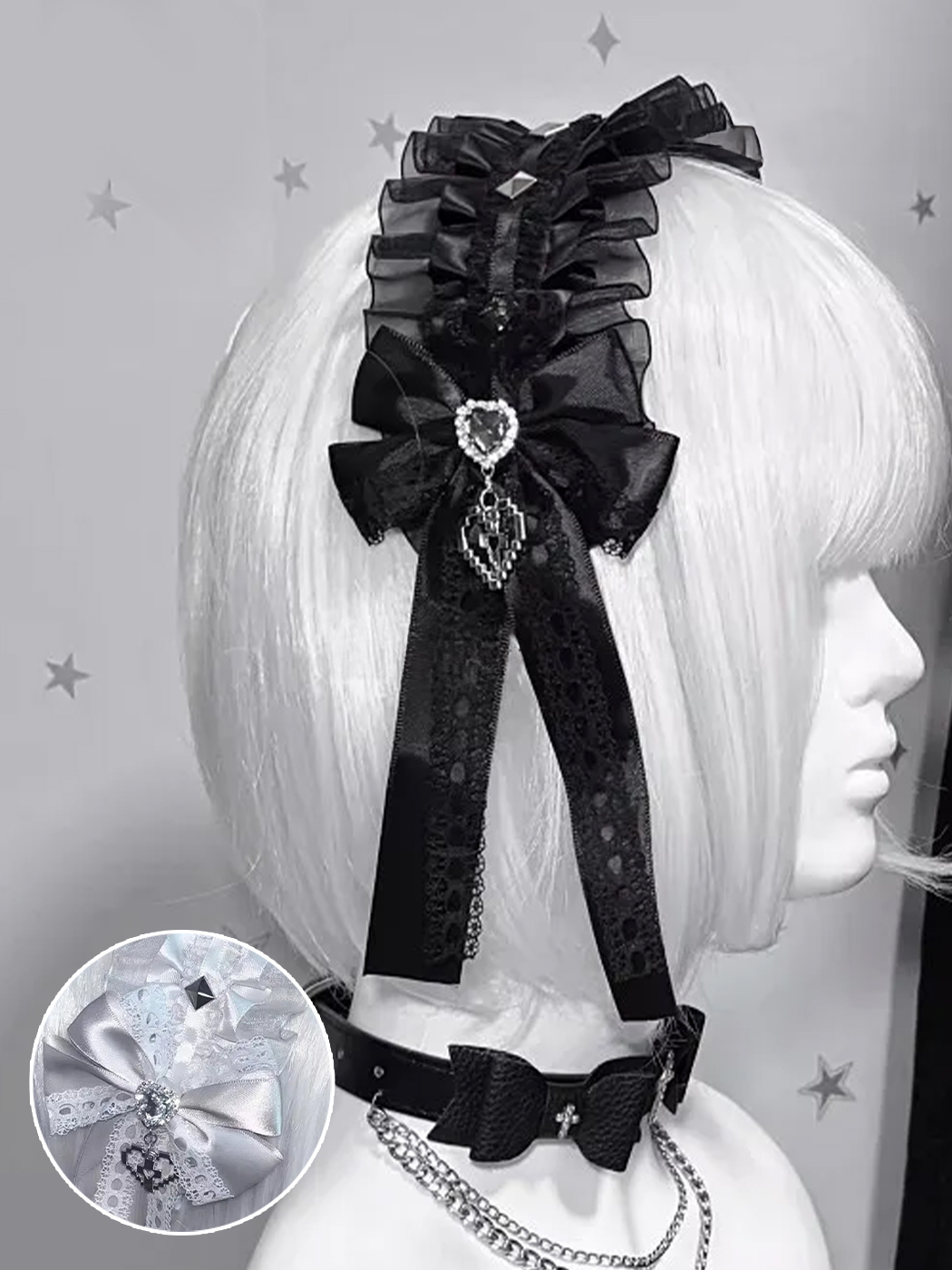BABY,KC はしごレースのリボンカチューシャ 黒Ｘ黒 SELECT / レースリボンカチューシャ - QOOZA