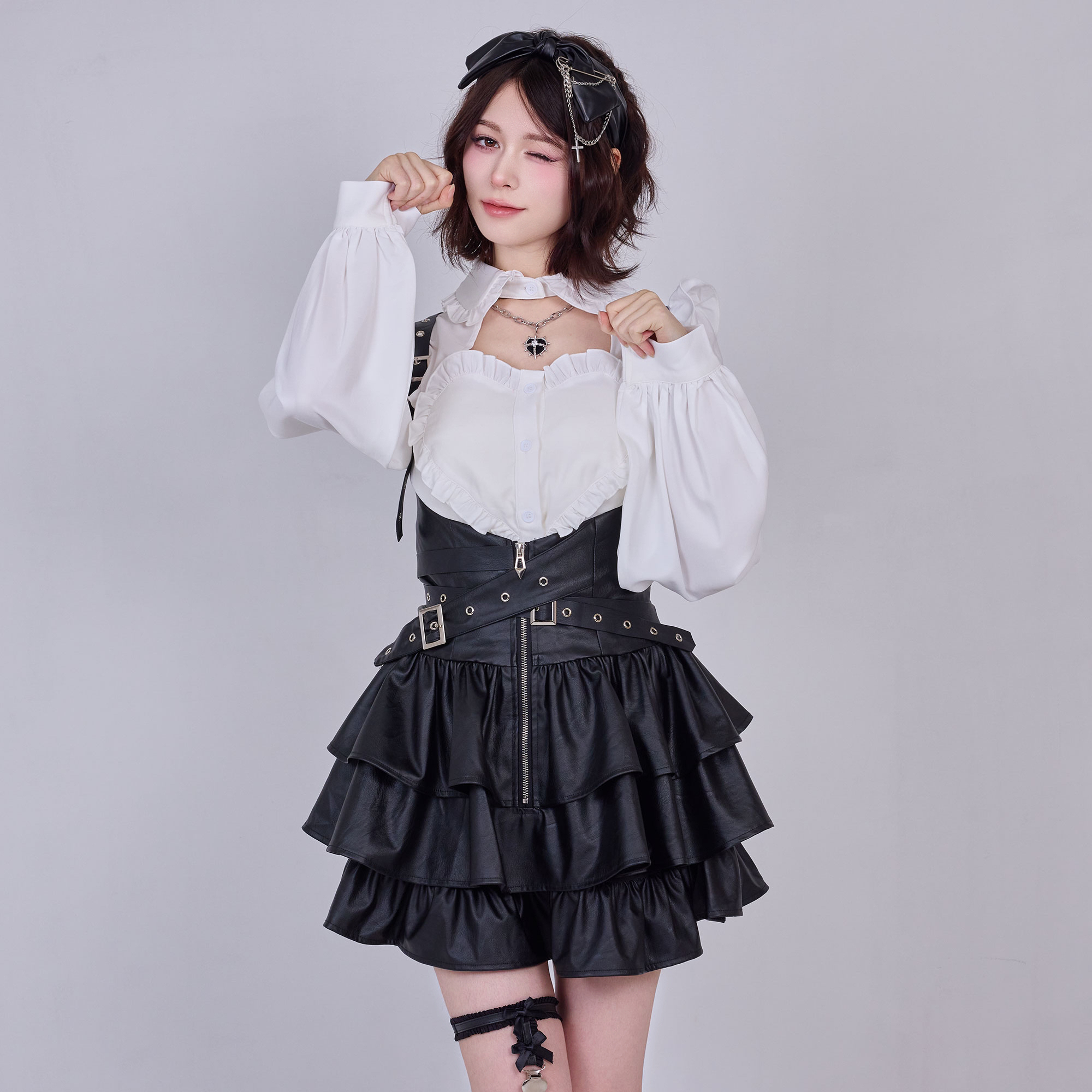 玄関先迄納品 Frill / IMVAL Leather QOOZA - [BLK] Dress スカート
