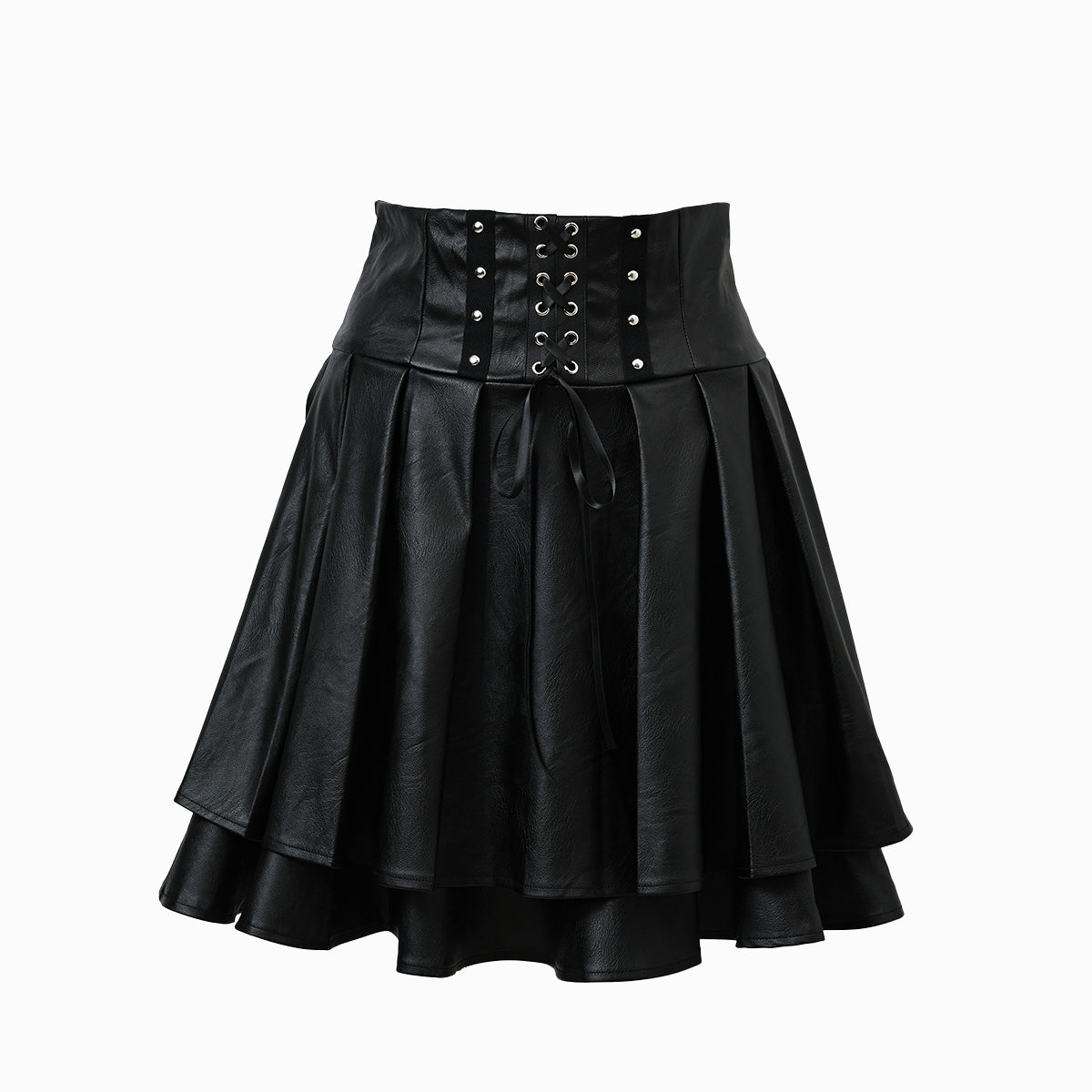 スカート QOOZA IMVAL / Frill Leather Dress IMVAL / Frill Leather Dress [BLK] - QOOZA