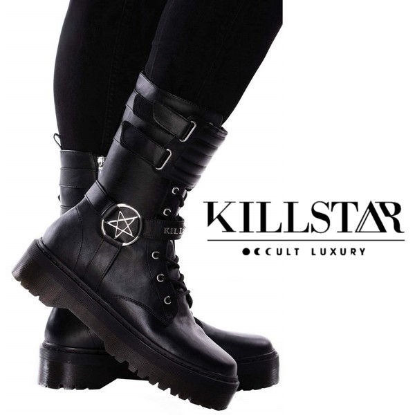 KILLSTAR キルスター 厚底ブーツ 靴 ブラック ハトメ ファスナー