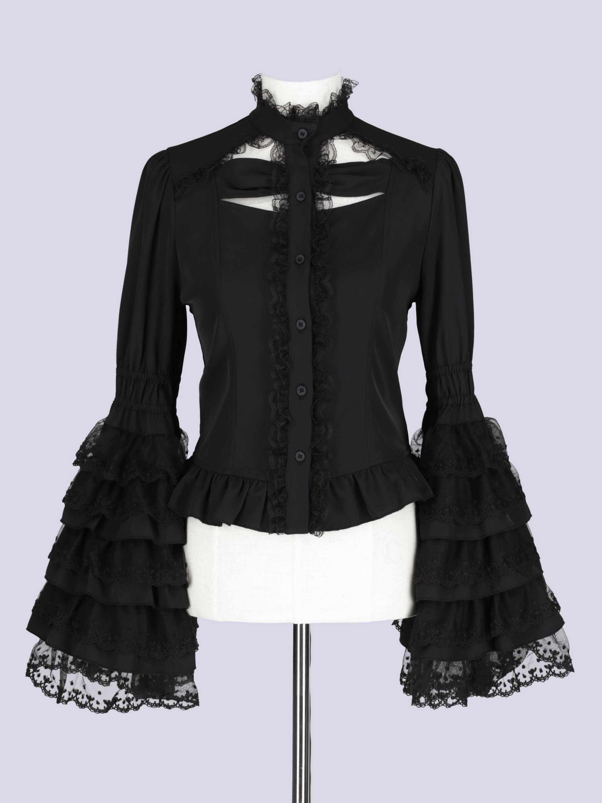 IMVAL / Princess Sleeve Blouse［BLK］ - QOOZA