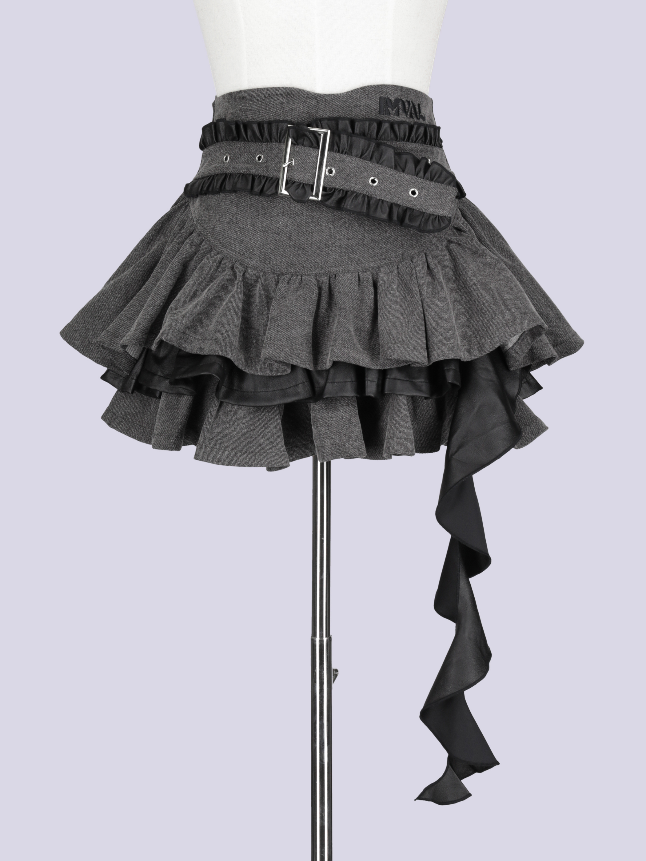 IMVAL / Layered Ruffle Belted Skirt［WASH］ - QOOZA
