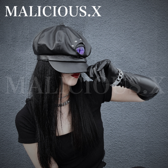 【未使用】MALICIOUS.X マリシアスエックスブラックレザーキャスケット MALICIOUS.X / Eye casquette キャスケット［Light Gray］（MAL069