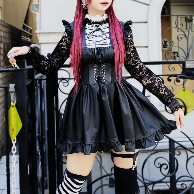 IMVAL / Leather Doll Dress [BLK] - QOOZA