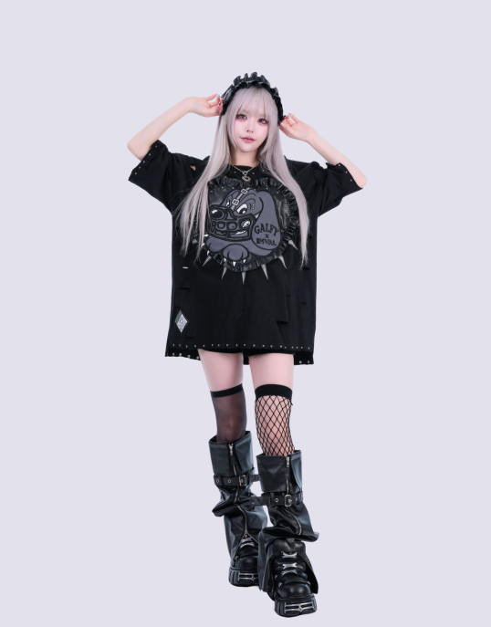 IMVAL×GALFY / Bondage Dog TEE［BLK］ - QOOZA