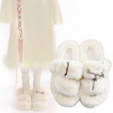 SELECT / ［YUBABY］ファー厚底スリッパ［WHT］