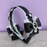 ののりぼん / レースリボン カチューシャ［ブラック×ホワイト］