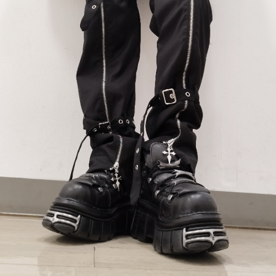 NEW ROCK / ANKLE BOOT BLACK TOWER WITH LACES 厚底シューズ（NR002