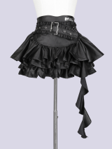 IMVAL / Layered Ruffle Belted Skirt［PU］