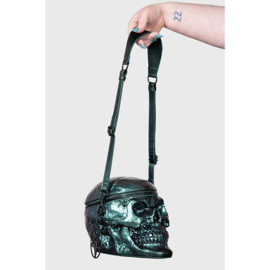 KILLSTAR / Grave Digger Skull Handbag [GREEN OIL SLICK 