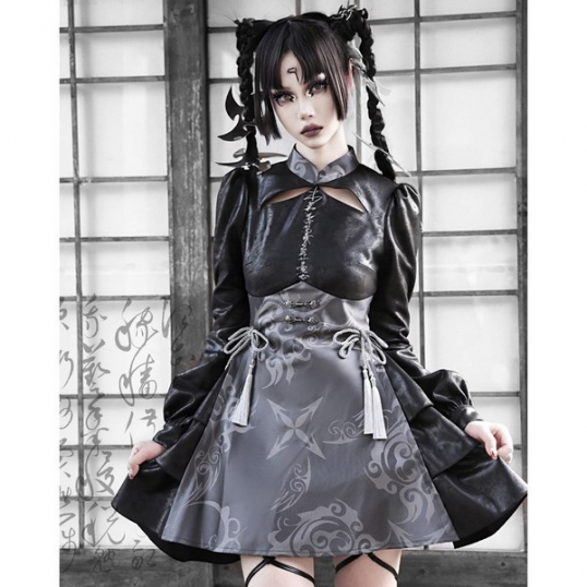 BLOOD SUPPLY / ［妖刀姫］Jacquard & suede dress ワンピース（BL0160 