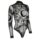 【即納】RESTYLE / Black gothic CRESCENT MESH BODYSUIT ボディスーツ (RST014)