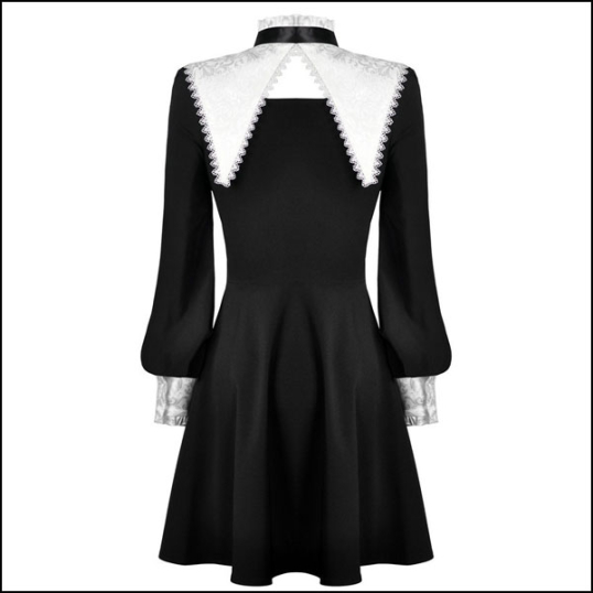 Dark in Love / Gothic lolita black and white bow neck dress［DW374