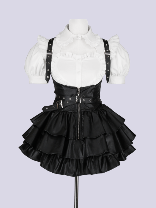 ワンピース IMVAL / Frill Leather Dress [BLK] QOOZA IMVAL / Leather Dress [BLK]（IMV002） - QOOZA