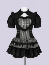 IMVAL / Heart Apron Dress - STRIPE