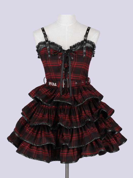 ワンピース IMVAL / Check Layered Dress IMVAL / Check Layered Dress［RED］ - QOOZA