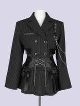 IMVAL / Cut-out Jacket & Skirt Set［STRIPE］