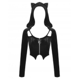 【セール】Dark in Love / Night cat zipper hoody top［TW364］