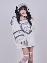 IMVAL / Frill Sailor Zip Sweatshirt［WHT］