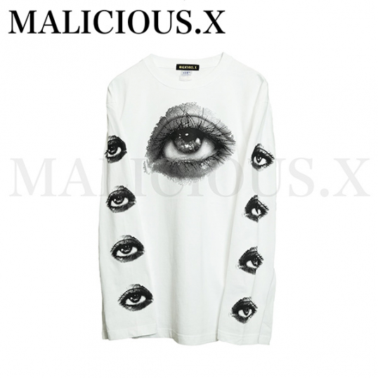 MALICIOUS.X / Sanpaku eyes long sleeve T-shirt［WHT］（MAL023 